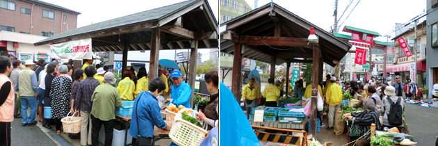 神戸市須磨区の須磨寺楽市での野菜出張販売の様子
